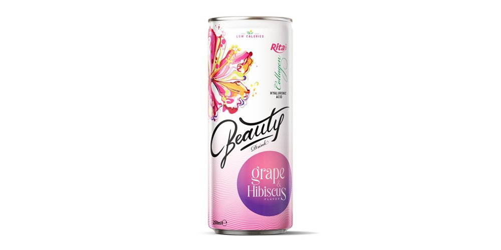 Beauty Collagen Drink With Grape And Hibiscus 250ml Can